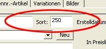 Produkt mit großer Sortiernummer
